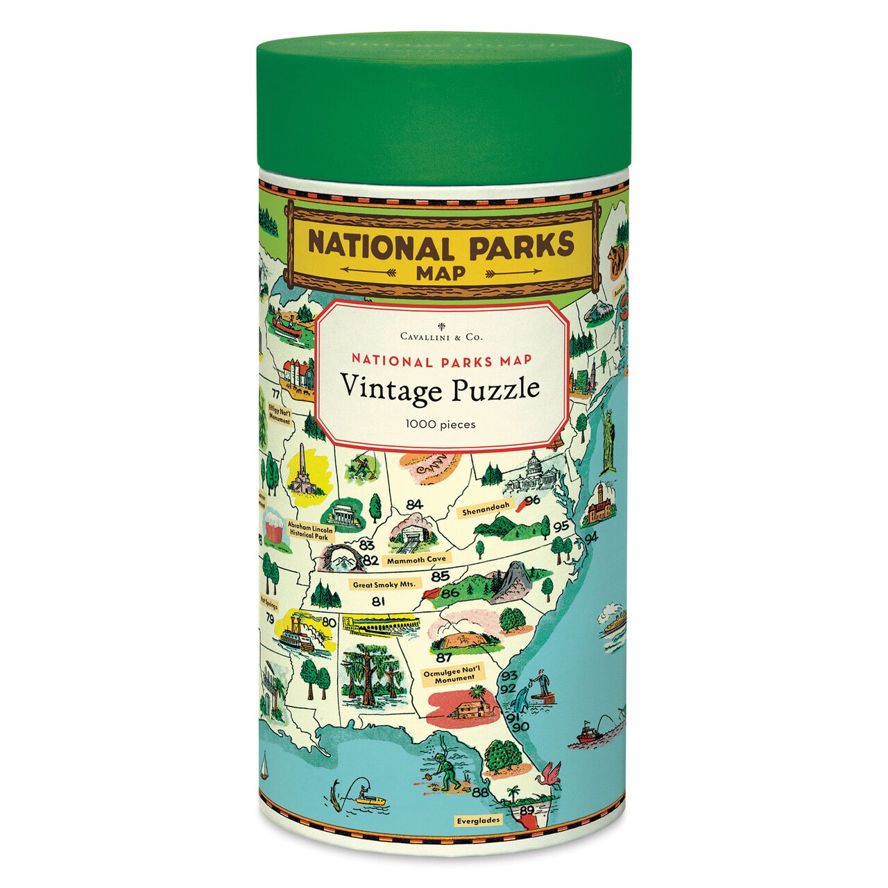 Cavallini Vintage National Parks Map 1,000 Piece Puzzle